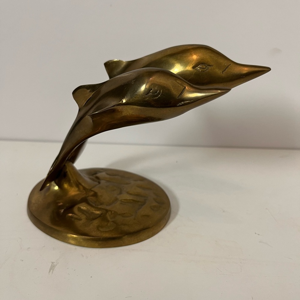 Vintage Brass Dolphin Sculpture